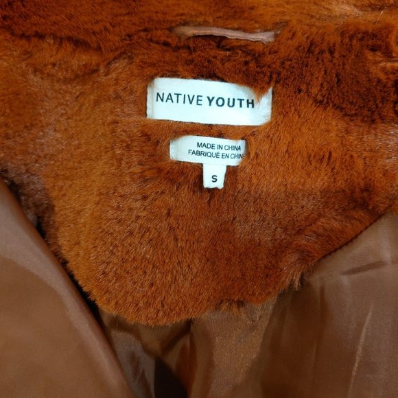 💥SHOWSTOPPER💥NATIVE YOUTH The Casia Luxurious Faux Mink Coat in Rust - Picture 15 of 16